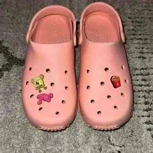 Womens 8/Mens 6 Simply Southern Peach Crocs NEW charms SpongeBob Chick-fil-A